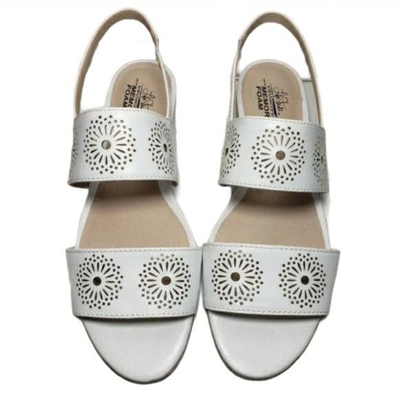 Corinne White Open Toe Stretch Slingback Sandals - Picture 6 of 10